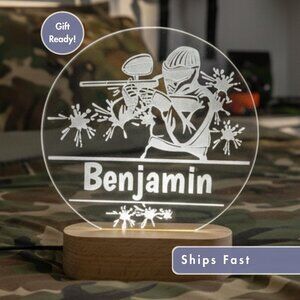 Paintball Custom Name Light • Personalized LED Decor • Kids Room Gift